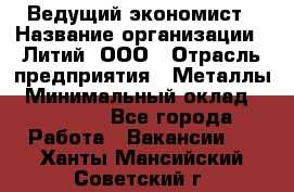 Ведущий экономист › Название организации ­ Литий, ООО › Отрасль предприятия ­ Металлы › Минимальный оклад ­ 24 000 - Все города Работа » Вакансии   . Ханты-Мансийский,Советский г.